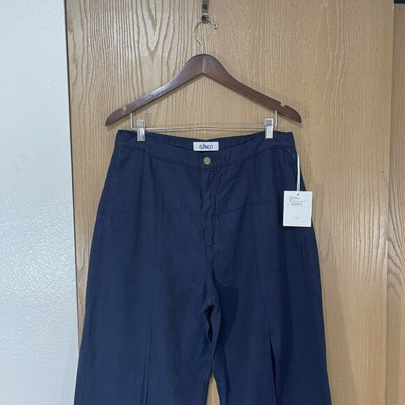 Etica Women’s Size 32 Devon Wide Leg High Rise Pants Split Leg Navy Blue - Picture 4 of 10
